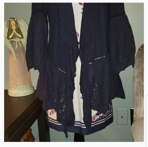 New Suzanne Betro Eyelet Ladder Lace Cardigan - Picture 3 of 8